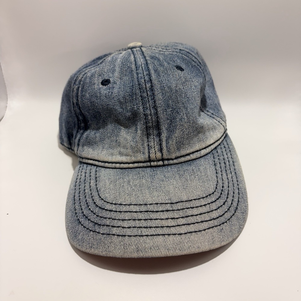 Denim Rope Hat Blue Washed Distressed Baseball Cap OSFM Unisex Vintage Style